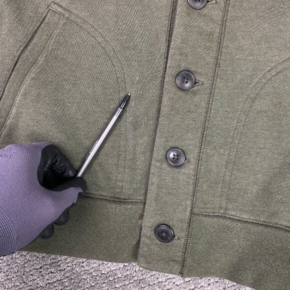 LL Bean Signature Shawl Collar Cardigan Sweatshirt Sweater Men's Medium Green - Picture 4 of 10